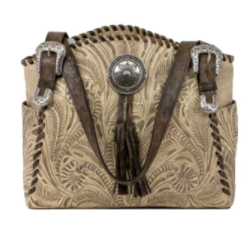 American West Lariats & Lace Zip Top Tote with Secret Compartment Sand