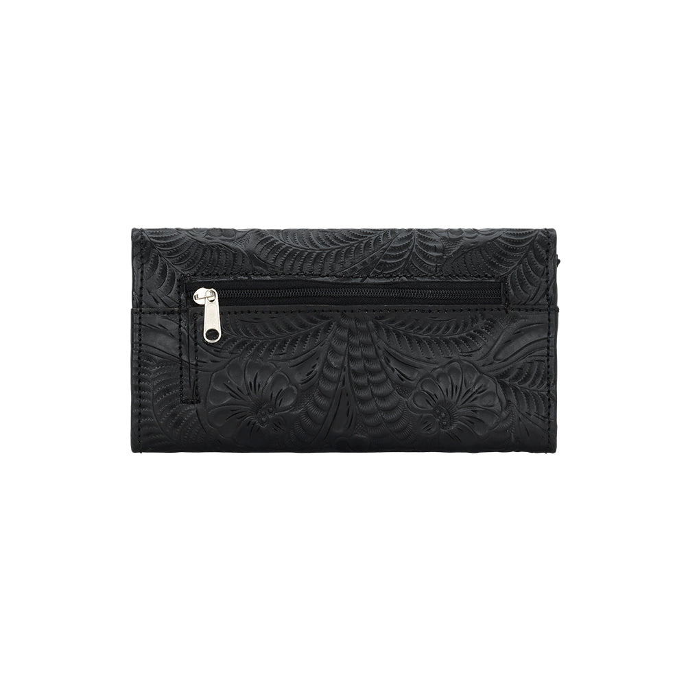 American West Santa Barbara Tri-Fold Wallet Back Black