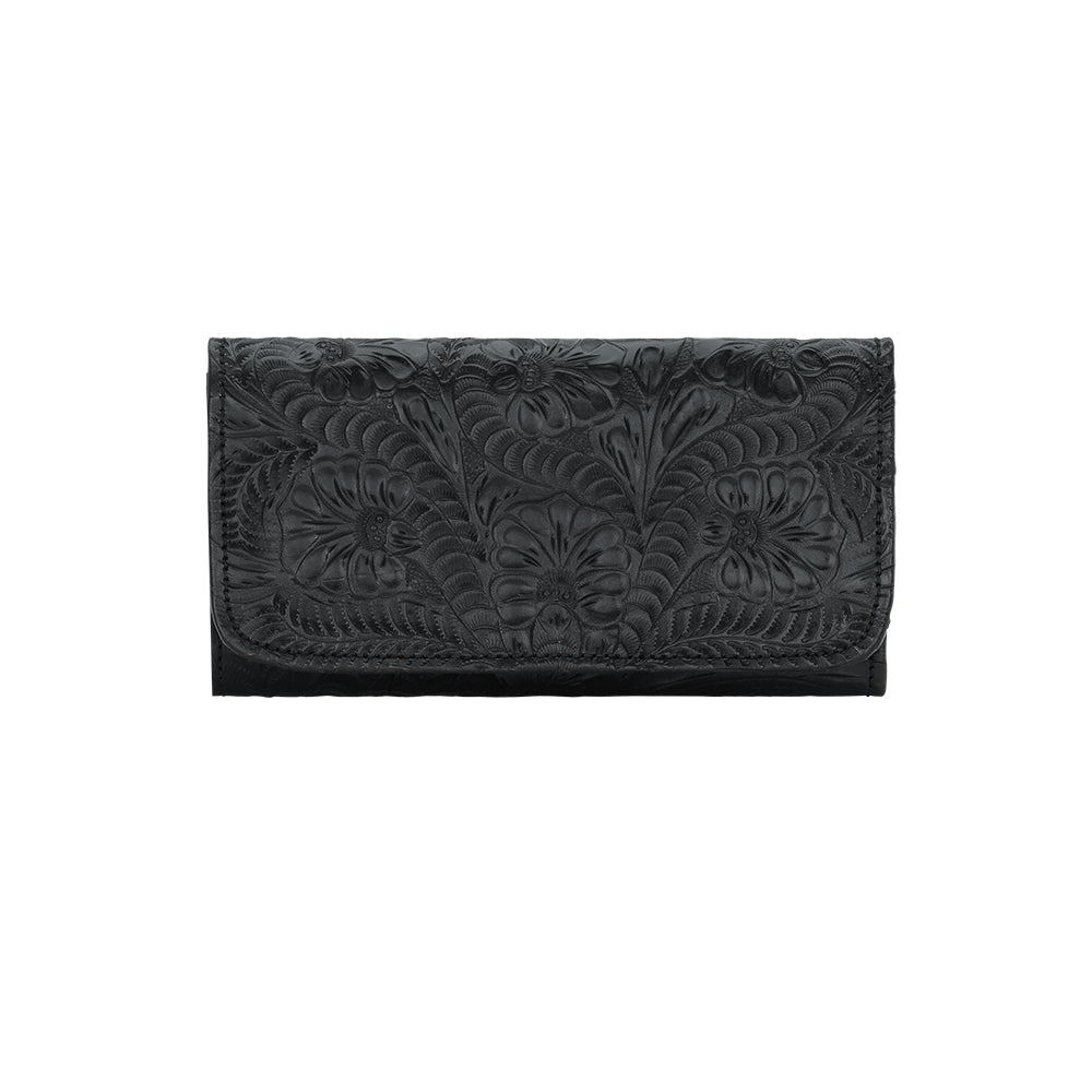 American West Santa Barbara Tri-Fold Wallet Front Black