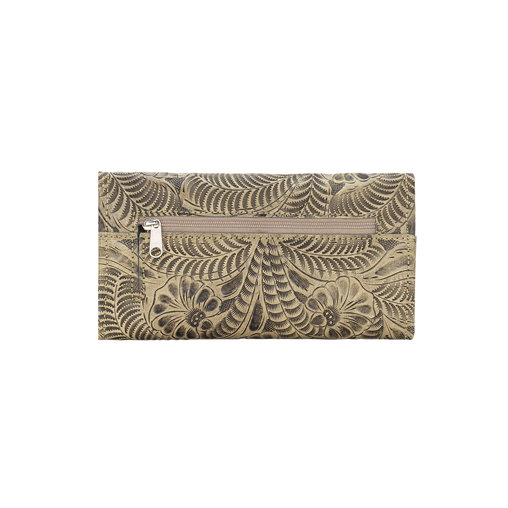 American West Santa Barbara Tri-Fold Wallet Back Sand