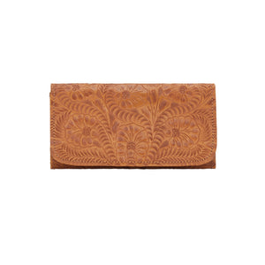 American West Santa Barbara Tri-Fold Wallet Front Golden Tan