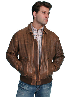 Scully Men's Leather Jacket Casual Bomber Antique Brown Front