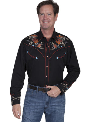 Vintage Inspired Western Shirt: Scully Men's Boots & Guitars - OutWest Shop