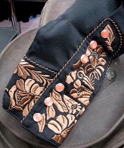 Vintage Inspired Western Shirt Ladies Scully Gunfighter Rust Black Cuff XS-2XL