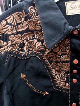 Vintage Inspired Western Shirt Ladies Scully Gunfighter Rust Black Front Yoke XS-2XL