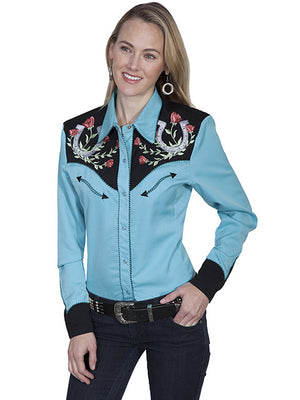 Scully Western Fancy Embroidered Shirt: Lucky Roses Side