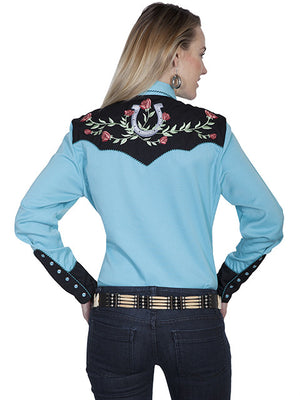 Scully Western Fancy Embroidered Shirt: Lucky Roses Back