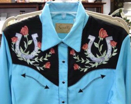 Scully Western Fancy Embroidered Shirt: Lucky Roses Front Yoke
