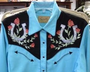 Vintage Inspired Western Shirt Mens Scully Lucky Roses S-4XL