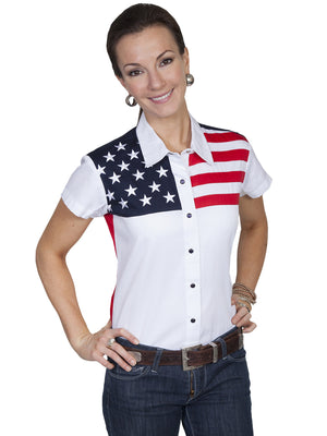 Vintage Inspired Western Shirt Ladies Scully Stars and Stripes S-2XL