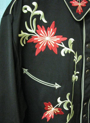 Vintage Inspired Western Shirt Mens Scully Floral Left Front Black S-4X