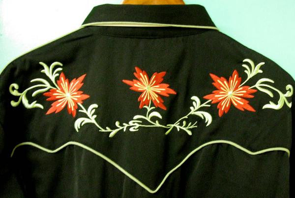 Vintage Inspired Western Shirt Mens Scully Floral Back Black S-4X