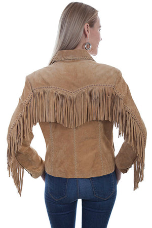 Scully Women's Suede Jacket with Fringe and Whip Stitching Back