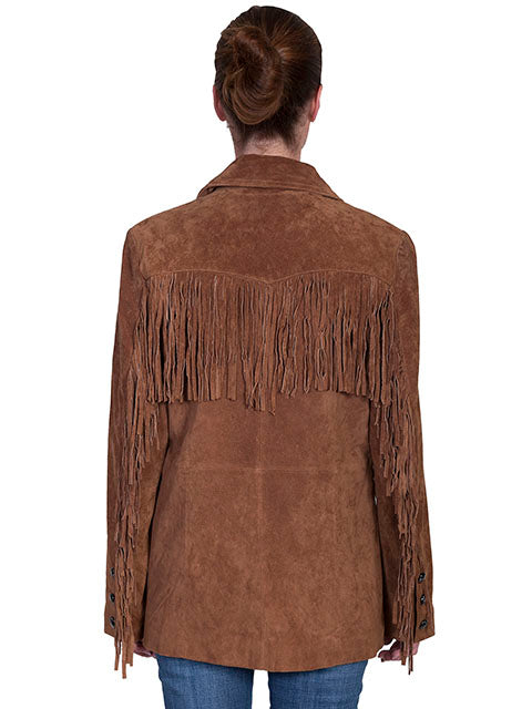 Scully Women's Suede Jacket with Fringe Cinnamon Back