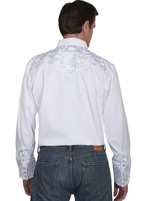 Vintage Inspired Western Shirt Mens Gunfighter White S-4XL