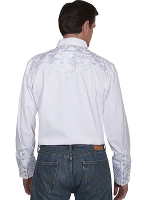 Vintage Inspired Western Shirt Mens Gunfighter White Back S-4XL