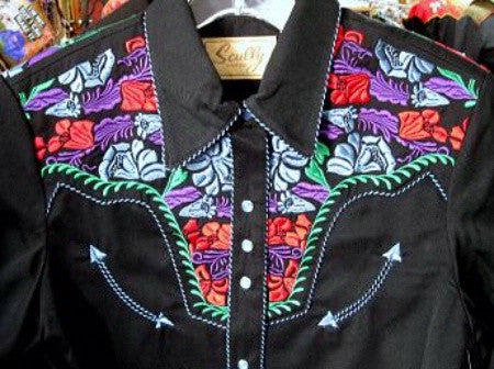 Vintage Inspired Western Shirt Mens Scully Gunfighter Multi Color Front S-4XL