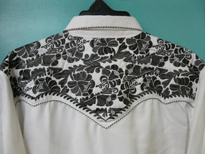 Vintage Inspired Western Shirt Mens Scully Gunfighter White & Pewter Back S-4XL