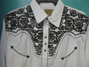 Vintage Inspired Western Shirt Mens Scully Gunfighter White & Pewter Yoke S-4XL