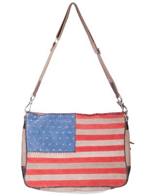 Scully Leather Co. Leather Shoulder Bag Stars and Stripes Front