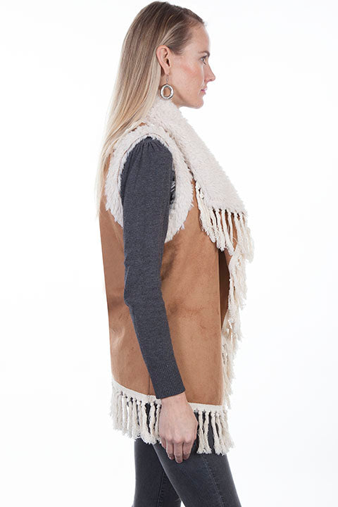 Scully Ladies' Honey Creek Faux Shearling Vest with Knotted Fringe Side