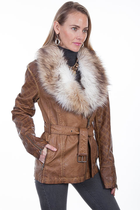 Scully Ladies' Honey Creek Faux Fur Jacket with Oversized Lapels Front View