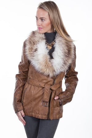 Scully Ladies' Honey Creek Faux Fur Jacket with Oversized Lapels Front View