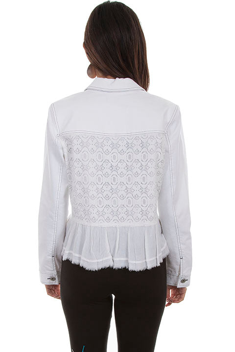 Scully Honey Creek Ladies' Denim Jean Jacket with Lace Insert White Back