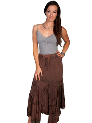 Honey Creek Skirt: Drawstring Waist, Uneven Hem, Copper S-2XL