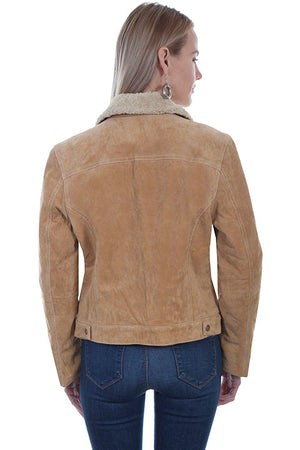 Scully Ladies' Leather Jean Jacket with Shearling Lining Old Rust Back