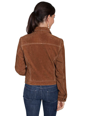 Scully Women's Suede Jean Jacket Cafe Brown Back View