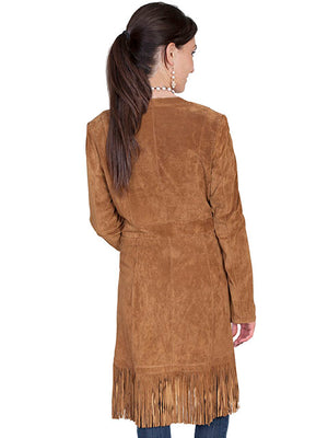 Scully Women's Western Maxi Coat with Abundant Fringe Cinnamon Back