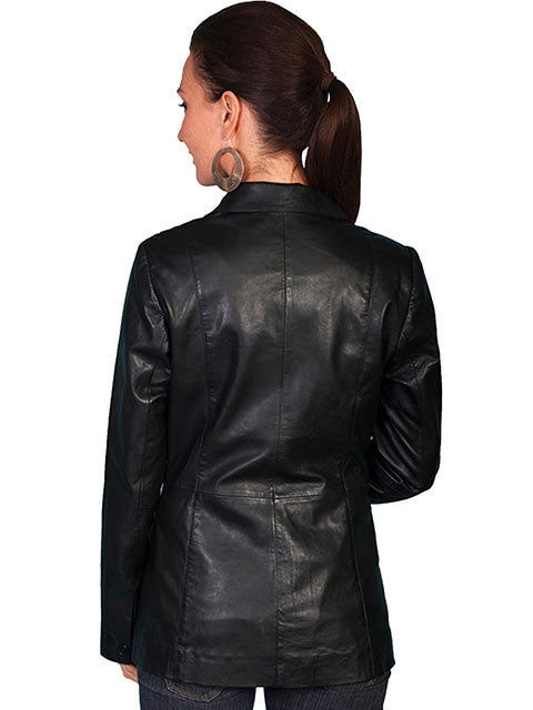 Scully Womens Classic Tailored Leather Blazer Black Back