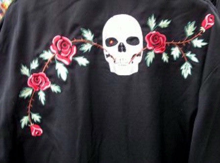 Vintage Western Shirt Mens Scully Skulls & Roses 