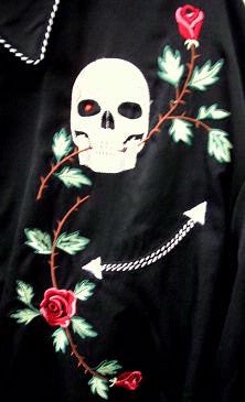 Vintage Western Shirt Mens Scully Skulls & Roses Black