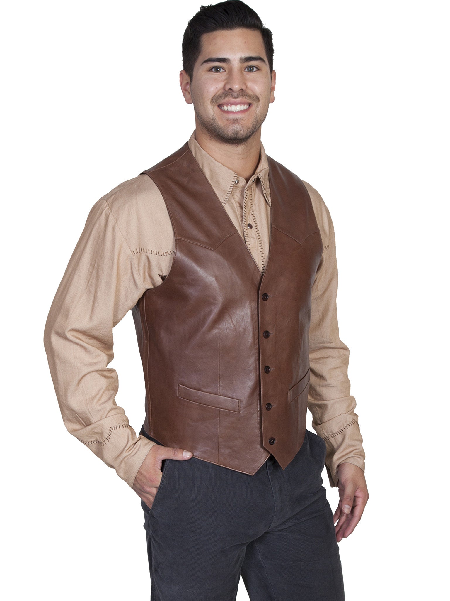 トップス leather vest native suede Walnut button Leather Collection Vest: Scully Men's Western Suede Snap