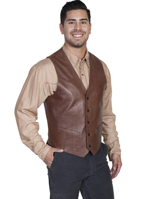Scully Men's Lambskin Vest Chocolate Front