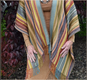 Rhonda Stark Italian Knit Shawl Serape Stripe Carnival