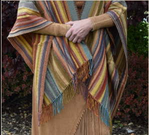 Rhonda Stark Italian Knit Shawl Serape Stripe Carnival