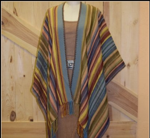 Rhonda Stark Italian Knit Shawl Serape Stripe Carnival