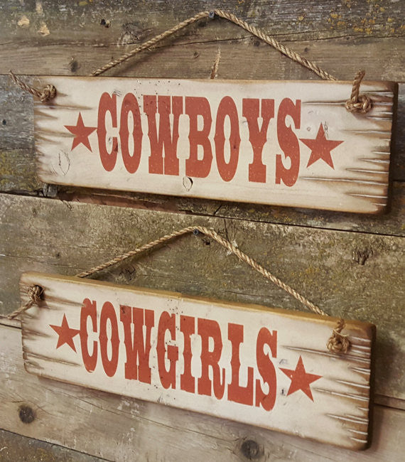 Western Wall Sign Business: Cowboys Cowgirls Set Right Side