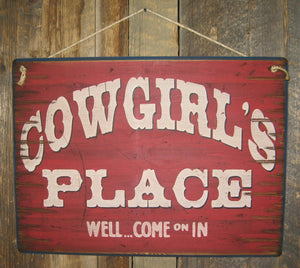 Wall Sign Cowgrirl's Place Large