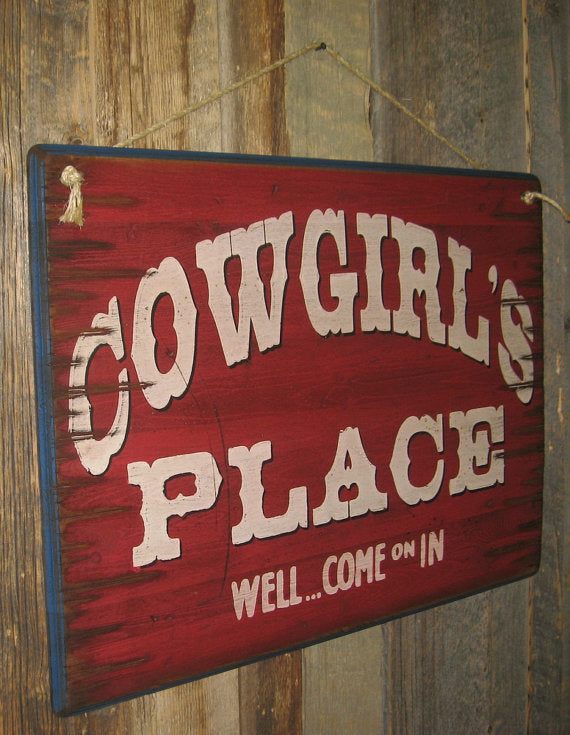 Wall Sign Cowgrirl's Place Large Left Side View