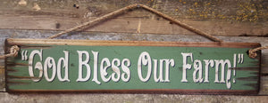 Western Wall Sign Faith: God Bless Our Farm Green