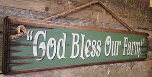 Western Wall Sign Faith: God Bless Our Farm Green Left Side