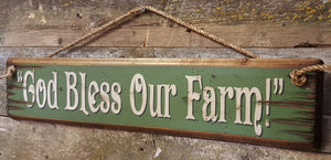 Western Wall Sign Faith: God Bless Our Farm Green Right Side