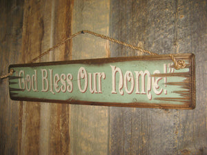 Western Wall Sign Faith: God Bless Our Home Right Side
