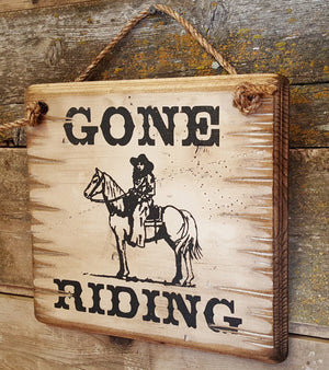Western Wall Sign Barn: Horses Gone Riding Right Side