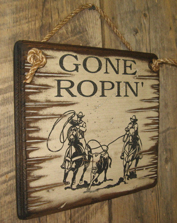 Wall Sign Barn Horses Gone Ropin'