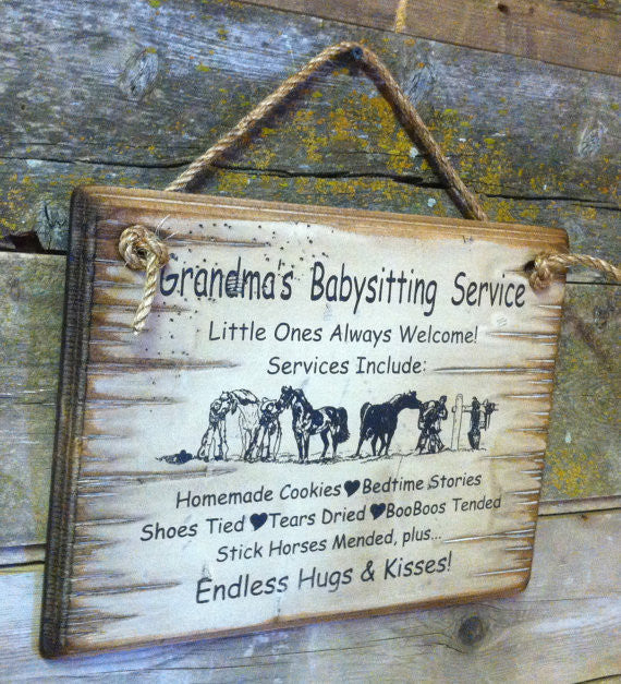 Western Wall Sign: Grandma's Baby Sitting Service